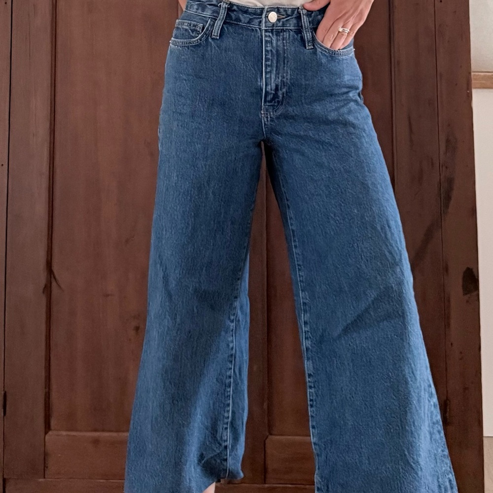 Frame Denim Wide-Leg Jeans in Deep Blue